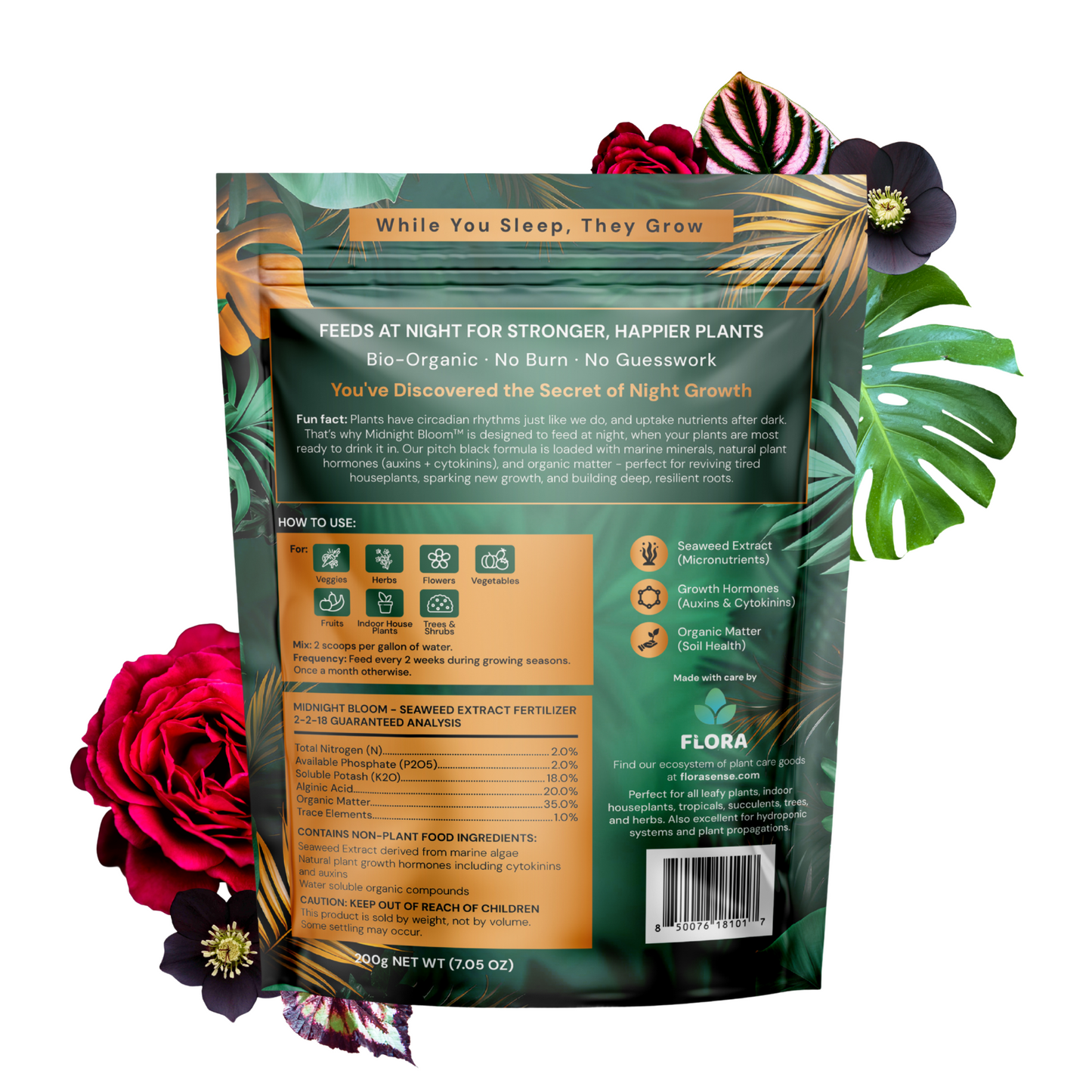 Flora Midnight Bloom Organic Seaweed Fertilizer Powder – 200g
